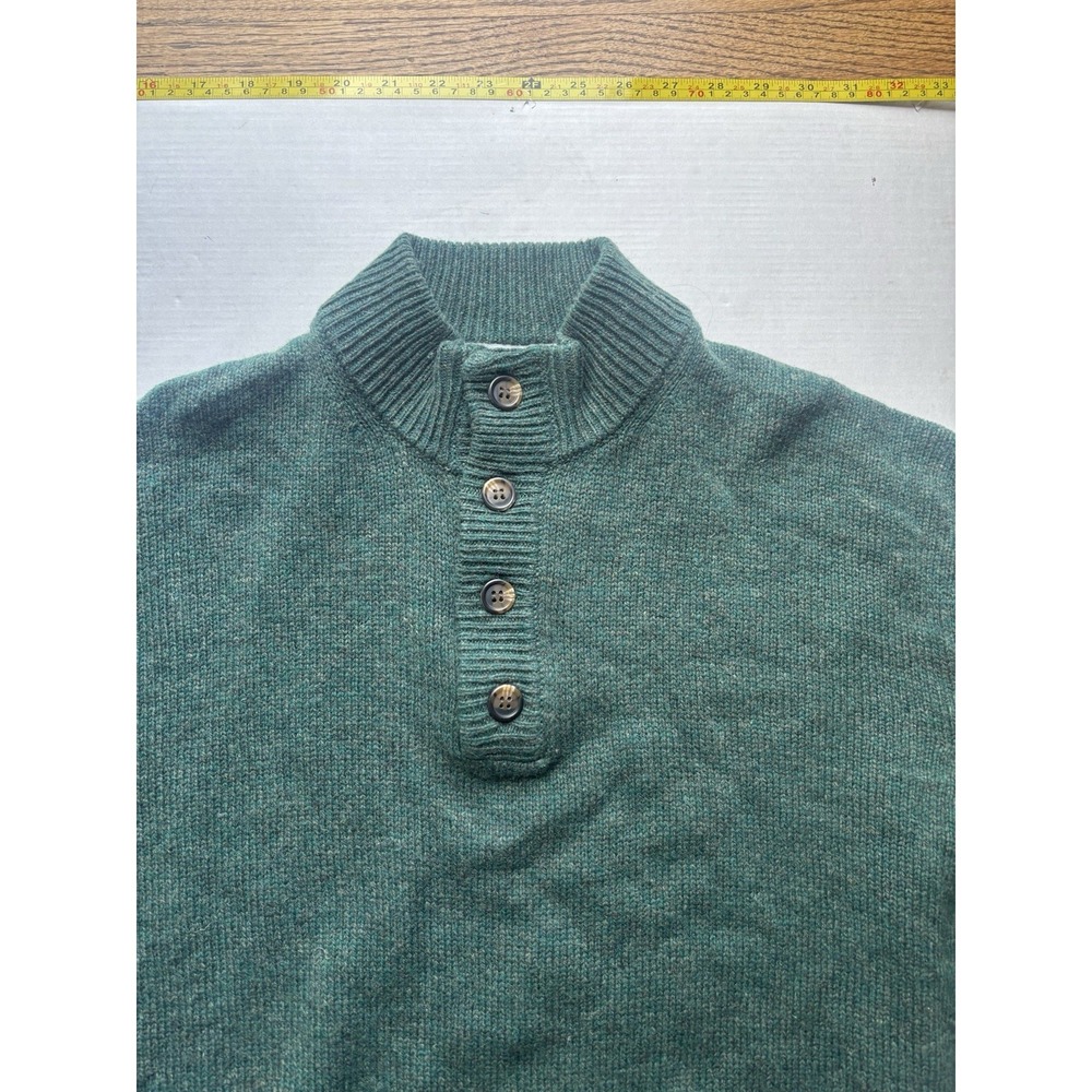 enzo mantovani wool 1/4 Button Mock Neck Sweater Sz Medium Green Mens - Picture 4 of 7